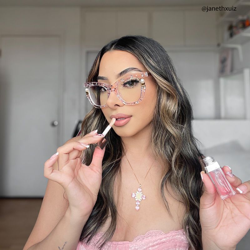 Transparent Pink Glasses with Pearl and Glitter Stars11