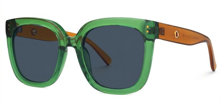 Ebony Square Green Glasses