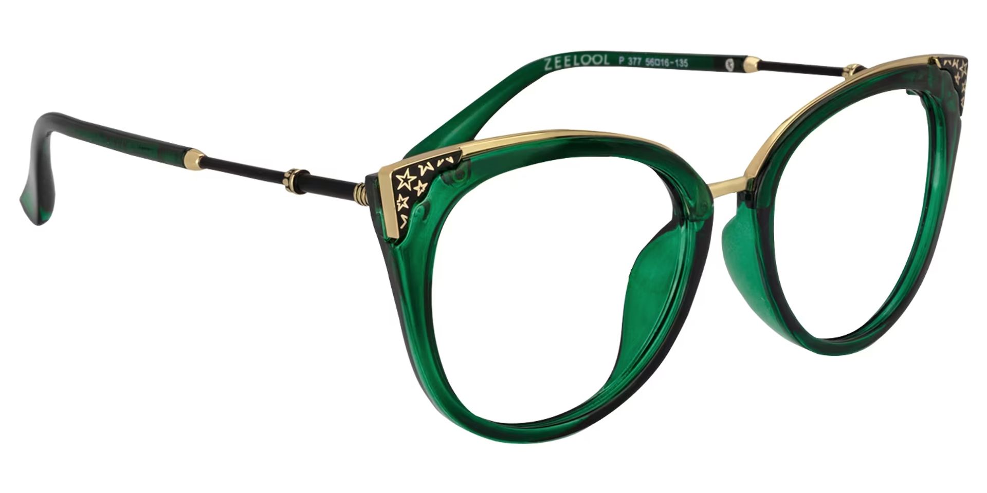 Dalton Cat Eye Dark Green Frame Glasses | ZEELOOL UK2