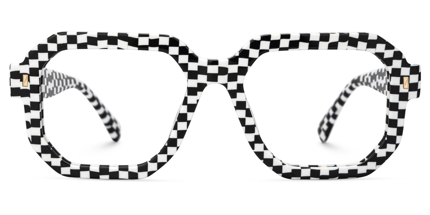 Joeann Black-White Geometric Designer Eyeglasses0