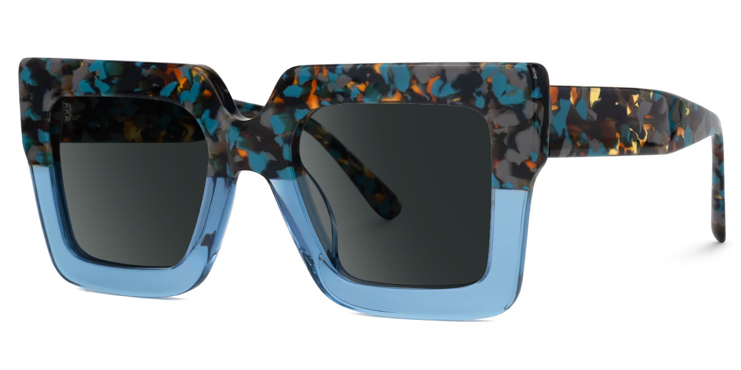 ZEELOOL Brandon Square Blue Glasses