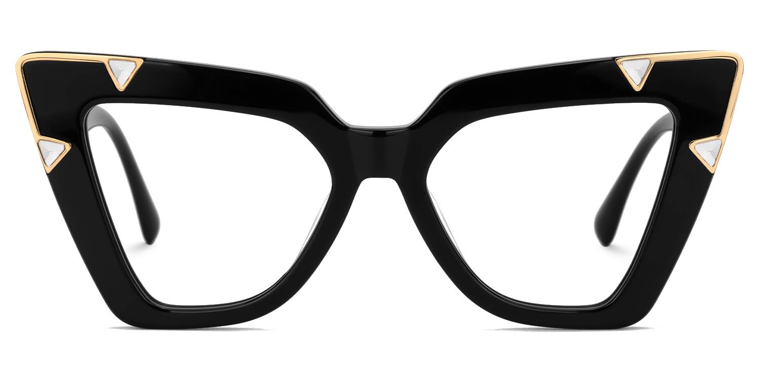 Designer Pedley Cat Eye Black Pointy Frame Glasses0