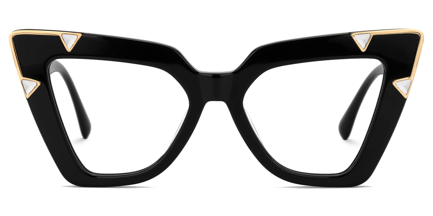 Designer Pedley Cat Eye Black Pointy Frame Glasses0