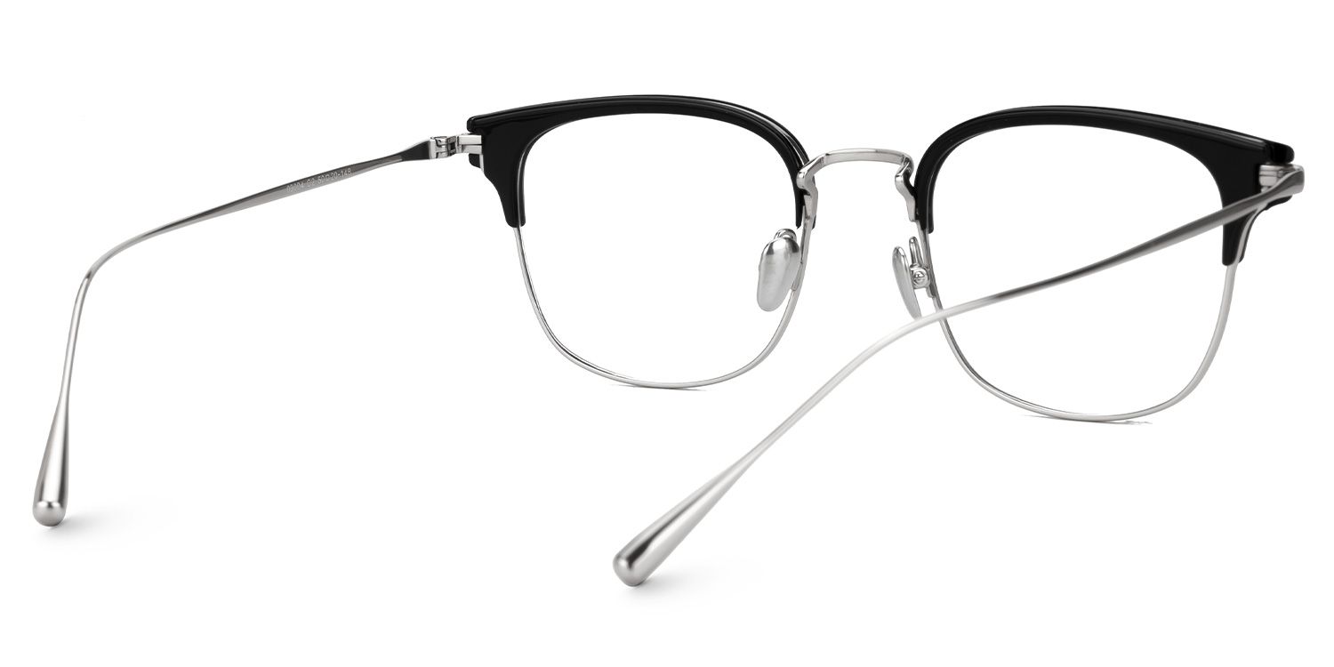 Mecca Silver Eyeglasses with Browline Shape | ZEELOOL UK3