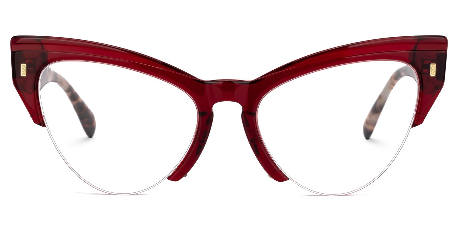 Castealia Red Eyeglasses with Cateye Shape | ZEELOOL UK0
