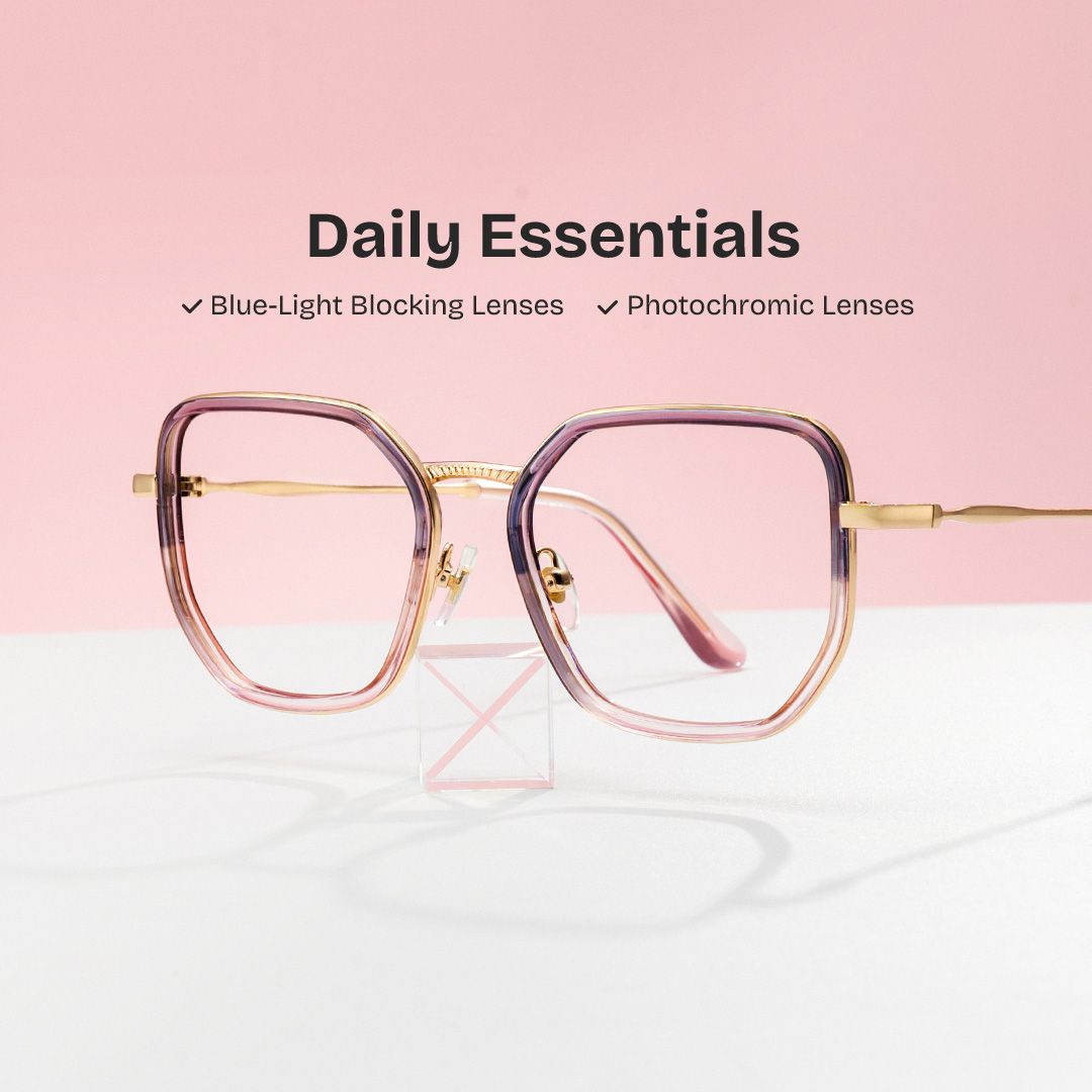 Levi Eyeglasses in Geometric Grey Pink Frame | ZEELOOL UK0