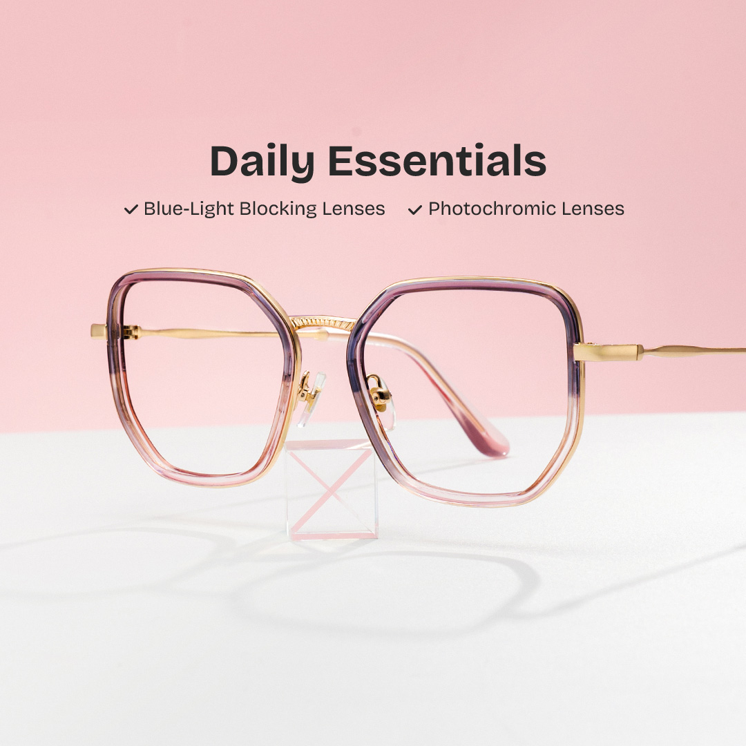 Levi Eyeglasses in Geometric Grey Pink Frame | ZEELOOL UK0