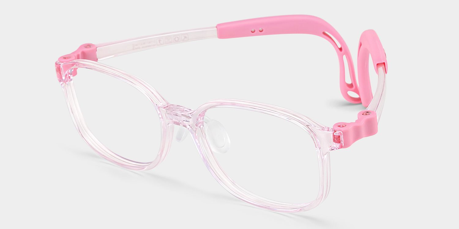 Casey Rectangle Clear Pink Frame Eyeglasses for Pre-tweens1