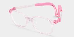 Casey Rectangle Clear Pink Glasses1