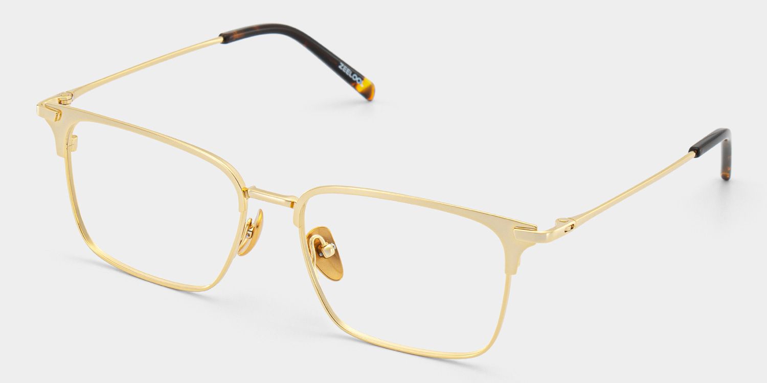 Maxwell Gold Browline Glasses with Titanium Frames for Bussiness | ZEELOOL UK2
