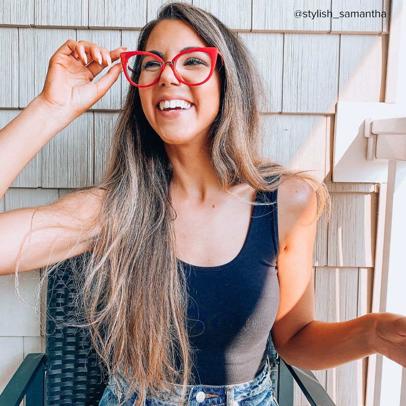 Jacqueline Cat Eye Red Glasses | Zeelool Glasses7