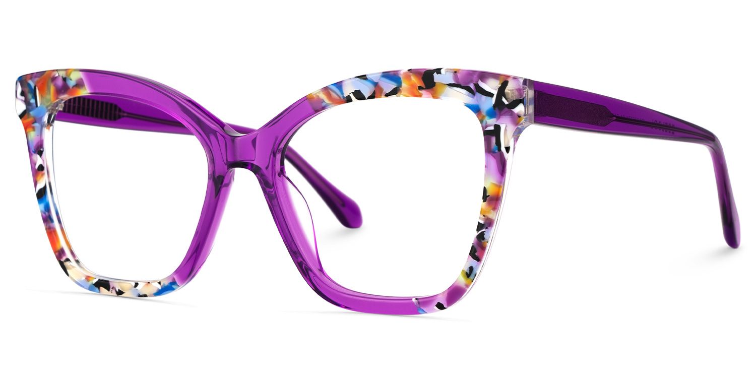 Chase Acetate Purple Frame Glasses with Butterfly Shape | ZEELOOL UK3