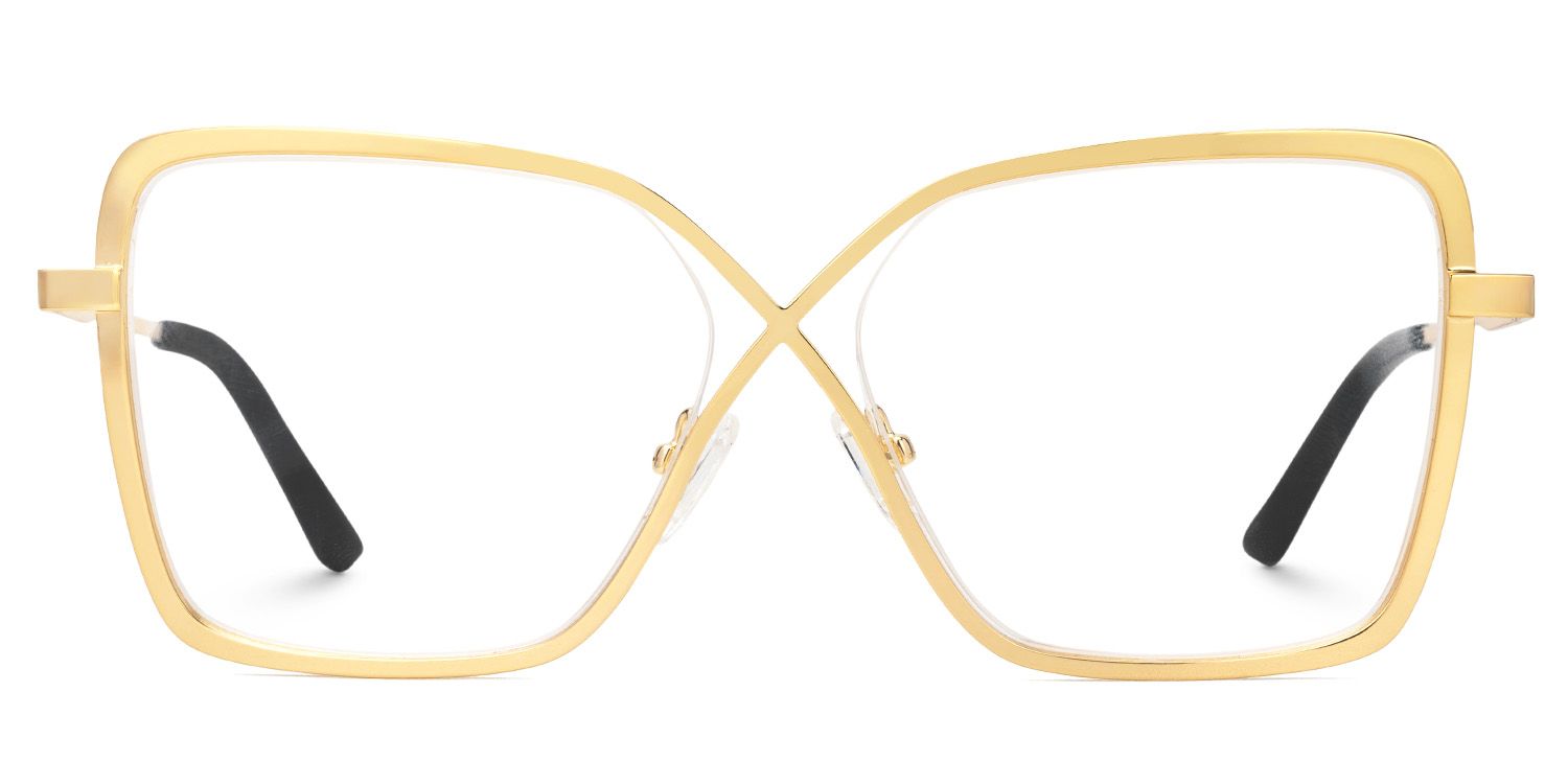 Racquel Gold Glasses Frames in Square Semi-Rimless  | ZEELOOL UK0