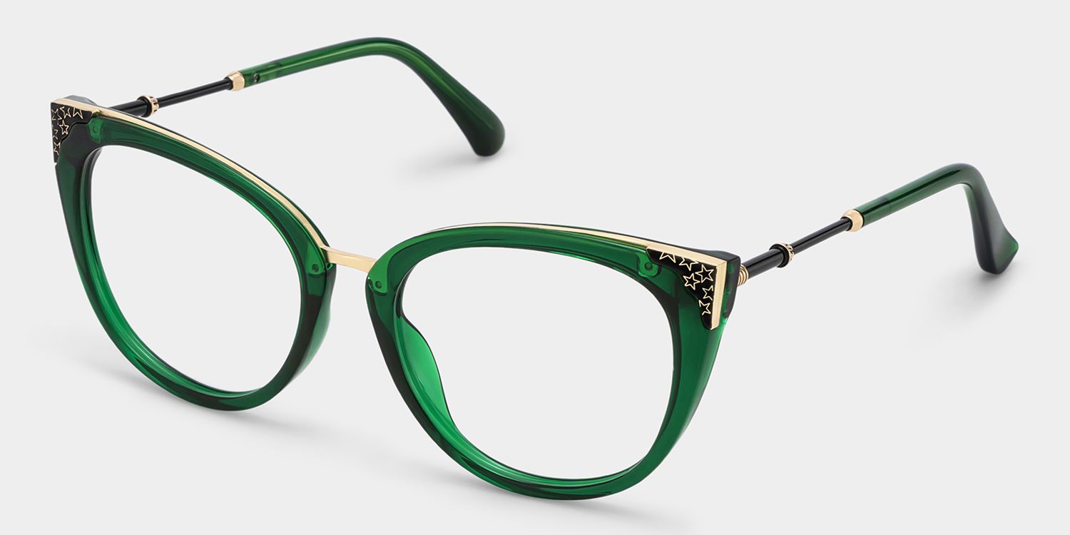 Dalton Cat Eye Dark Green Frame Glasses | ZEELOOL UK2