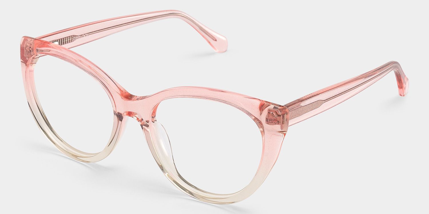 Kiera Light Pink Glitter Cat Eye Glasses Frames | ZEELOOL2