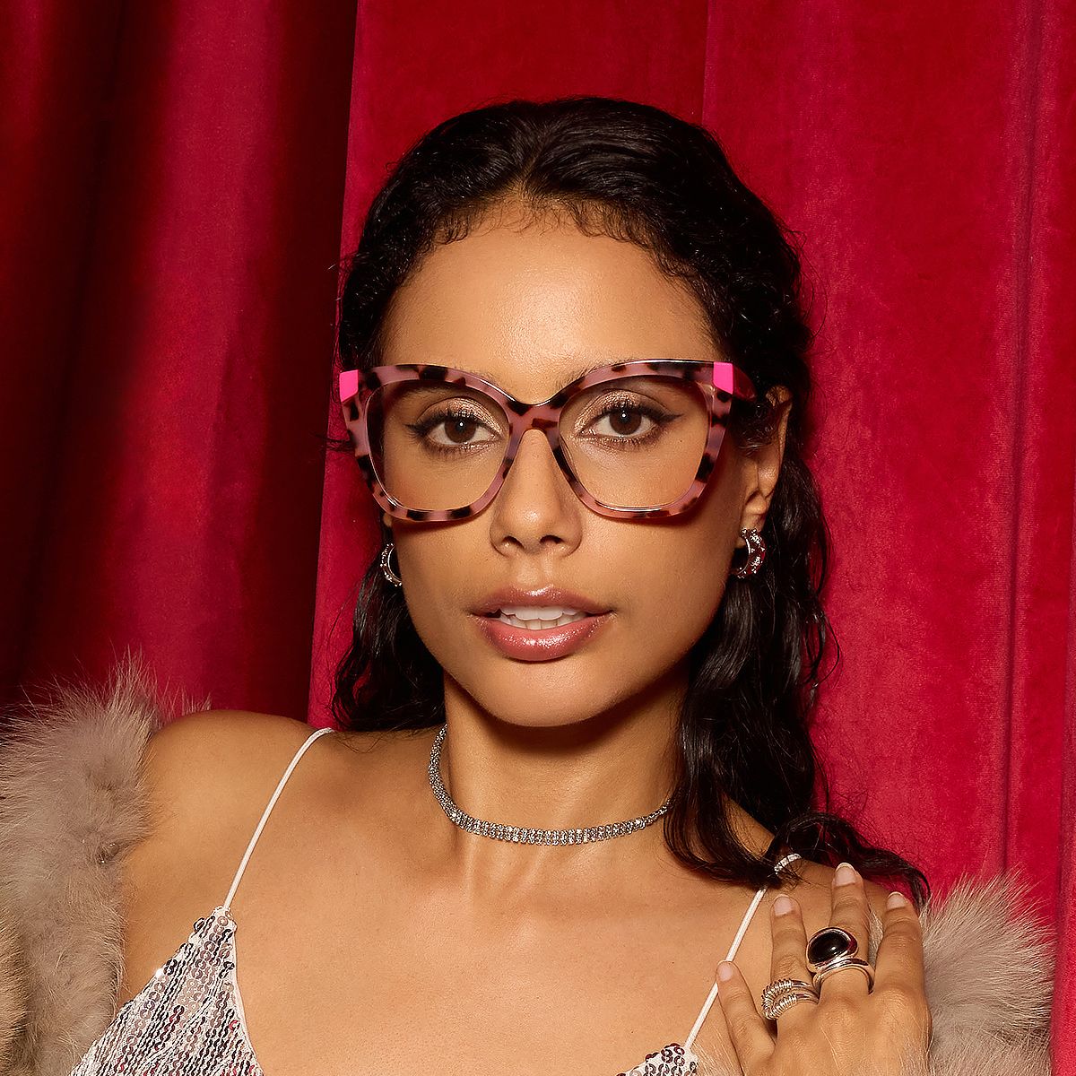 Kira Pink Tortoise Frame Glasses with Butterfly Frame Online | ZEELOOL UK0