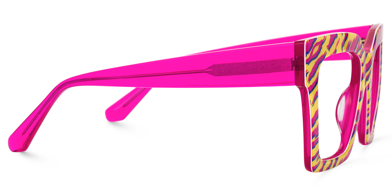 Morreen Square Hot Pink Zebra Glasses2