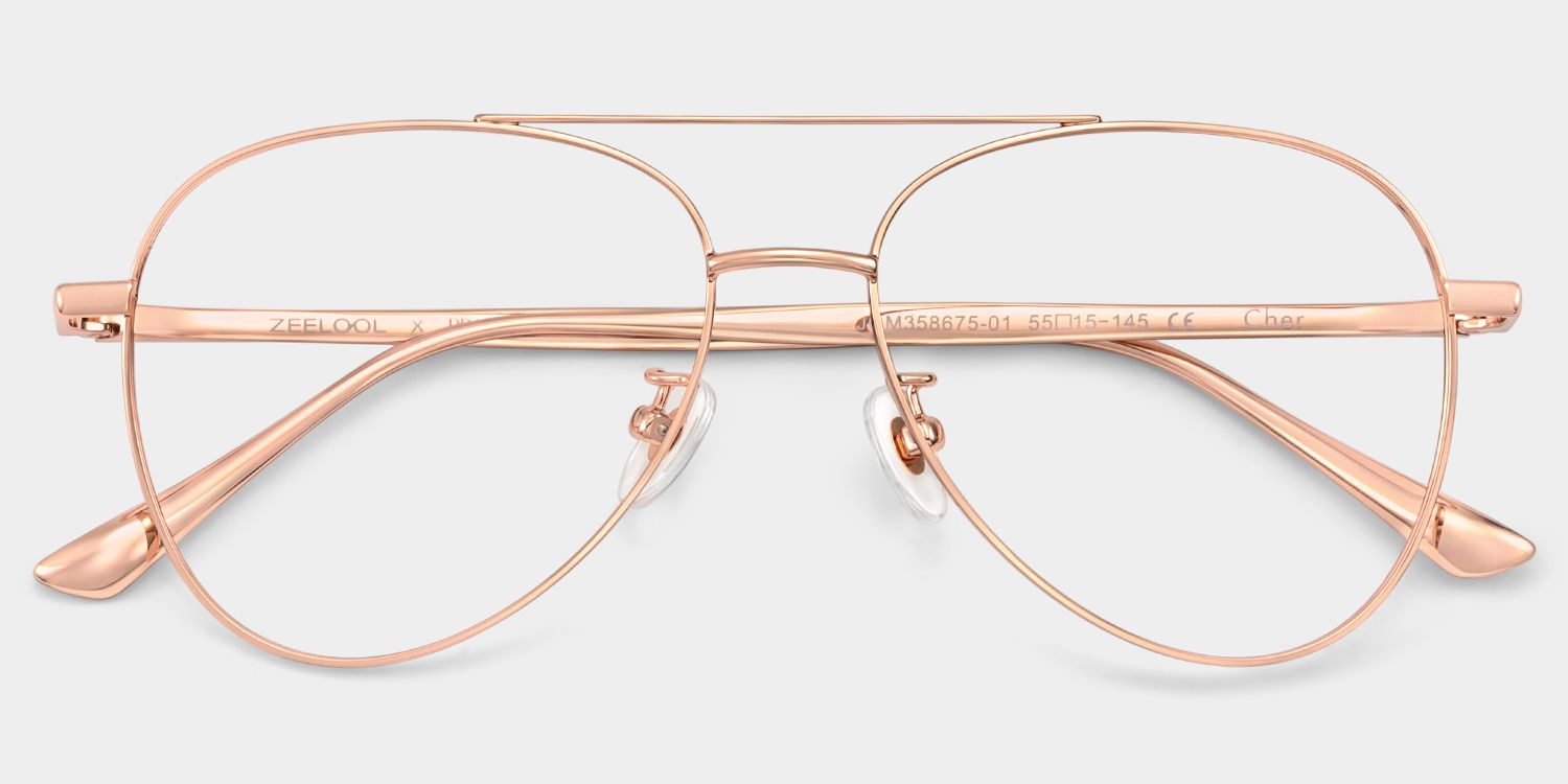 Cher Rose Gold Metal Aviator Glasses | ZEELOOL x Prabal Gurung2
