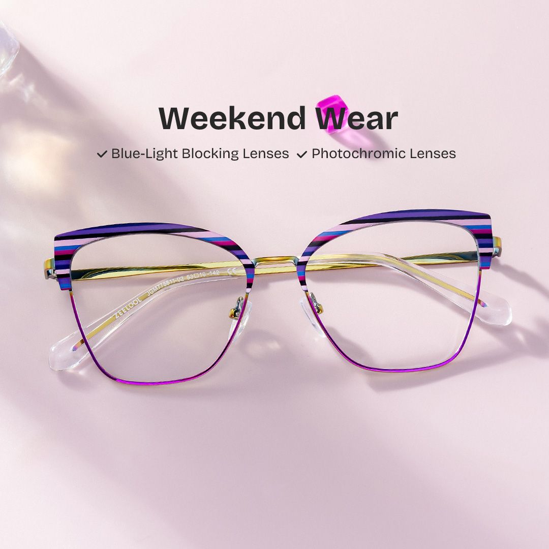 Harley Browline Purple Color Frame Glasses for Women | ZEELOOL UK0