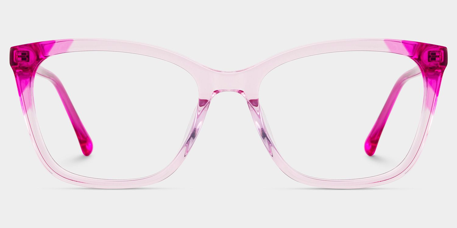 Juno Rectangle Pink Frame Eyeglasses for Woman| ZEELOOL UK1
