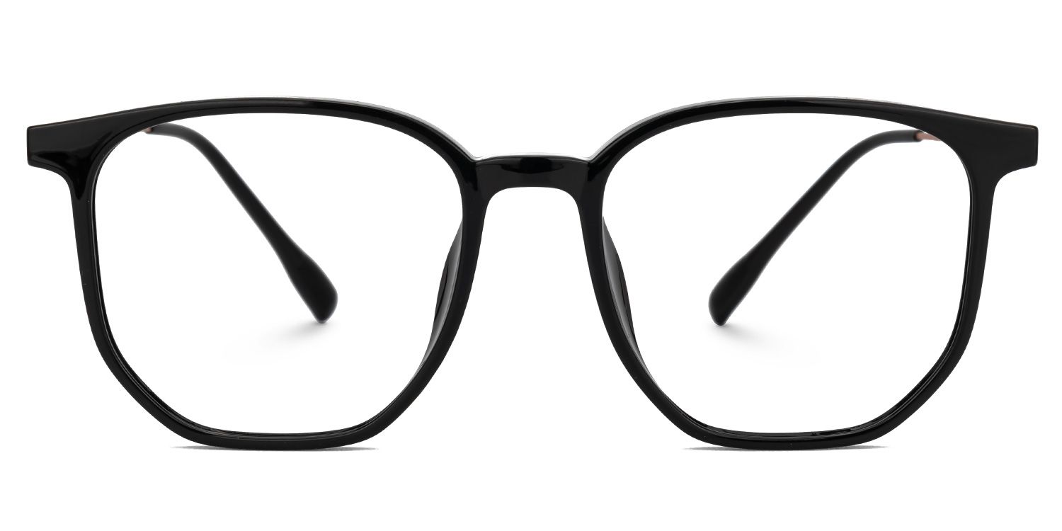 Bianca Mixed-Materials Geometric Black Frame Glasses | ZEELOOL UK0