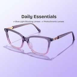 Theo Grey Pink Rectangle Glasses0