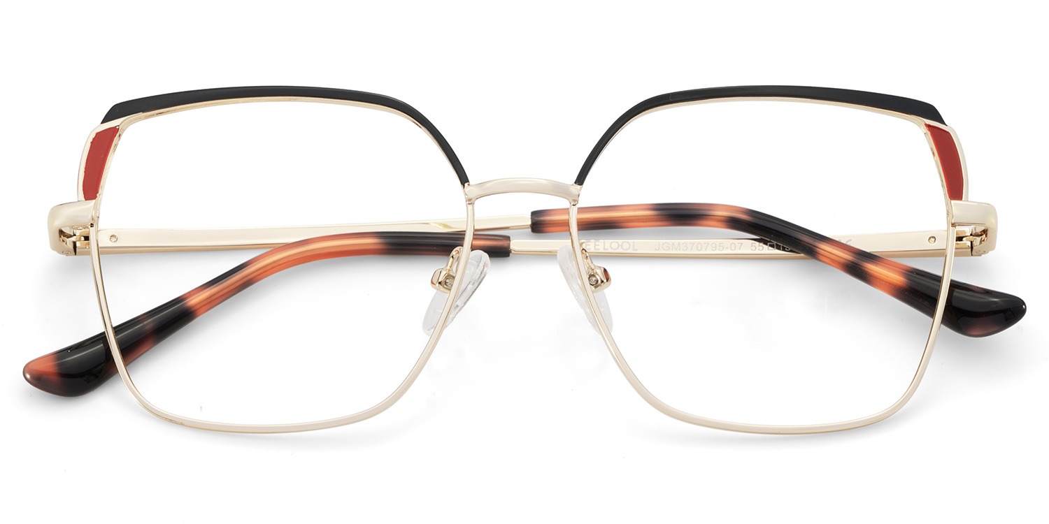 Shayla Metal Square Black Red Frame Glasses | ZEELOOL UK2