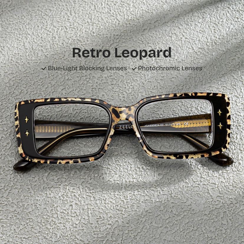 Gleam Rectangle Leopard Glasses