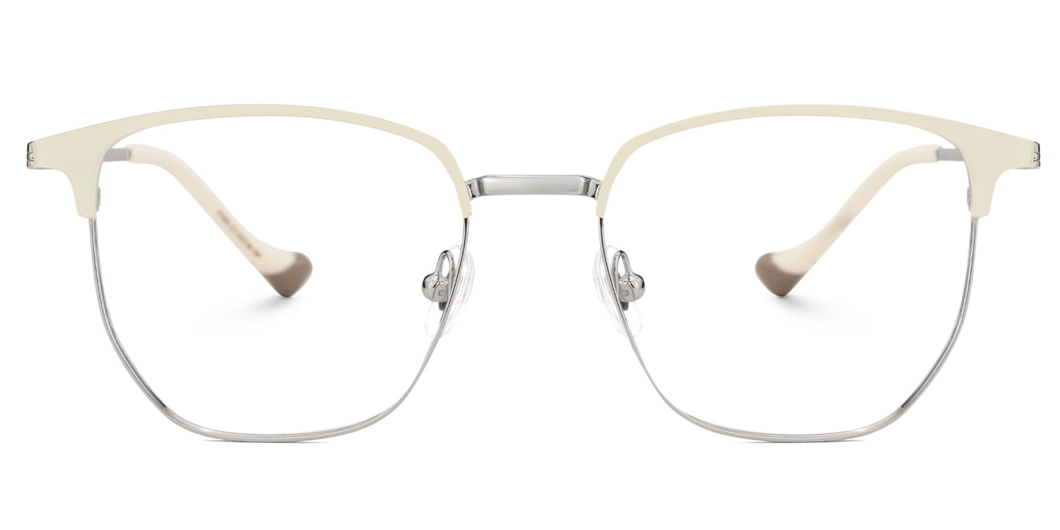 Bethelmy Browline White Glasses1