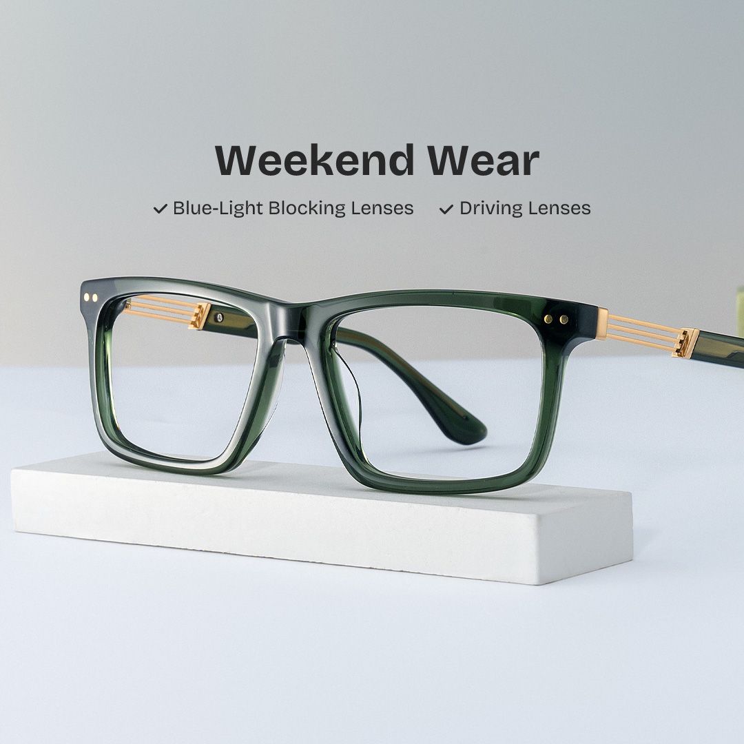 Emerson Eyeglasses in Rectangle Green Frame | ZEELOOL UK0
