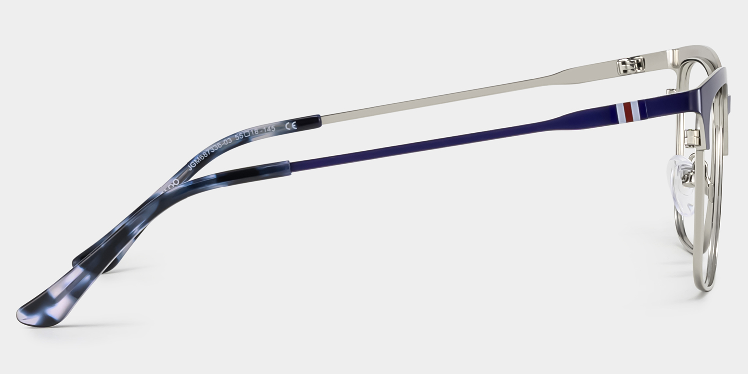 Cleo Blue Silver Frame Glasses with Browline Frame Online | ZEELOOL UK4