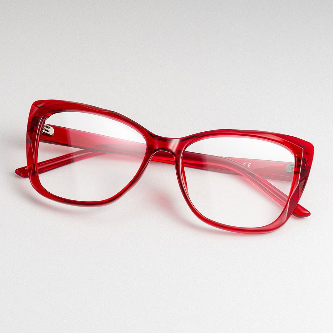 Farris Red Cat eye Frame Glasses for Women | ZEELOOL UK0