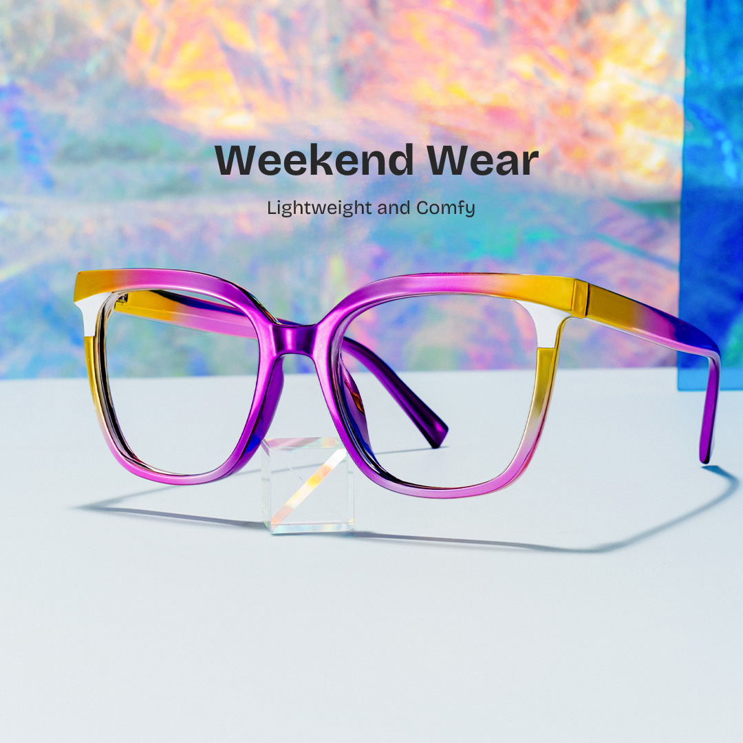 ZEELOOL Leo Square Pink Purple Glasses