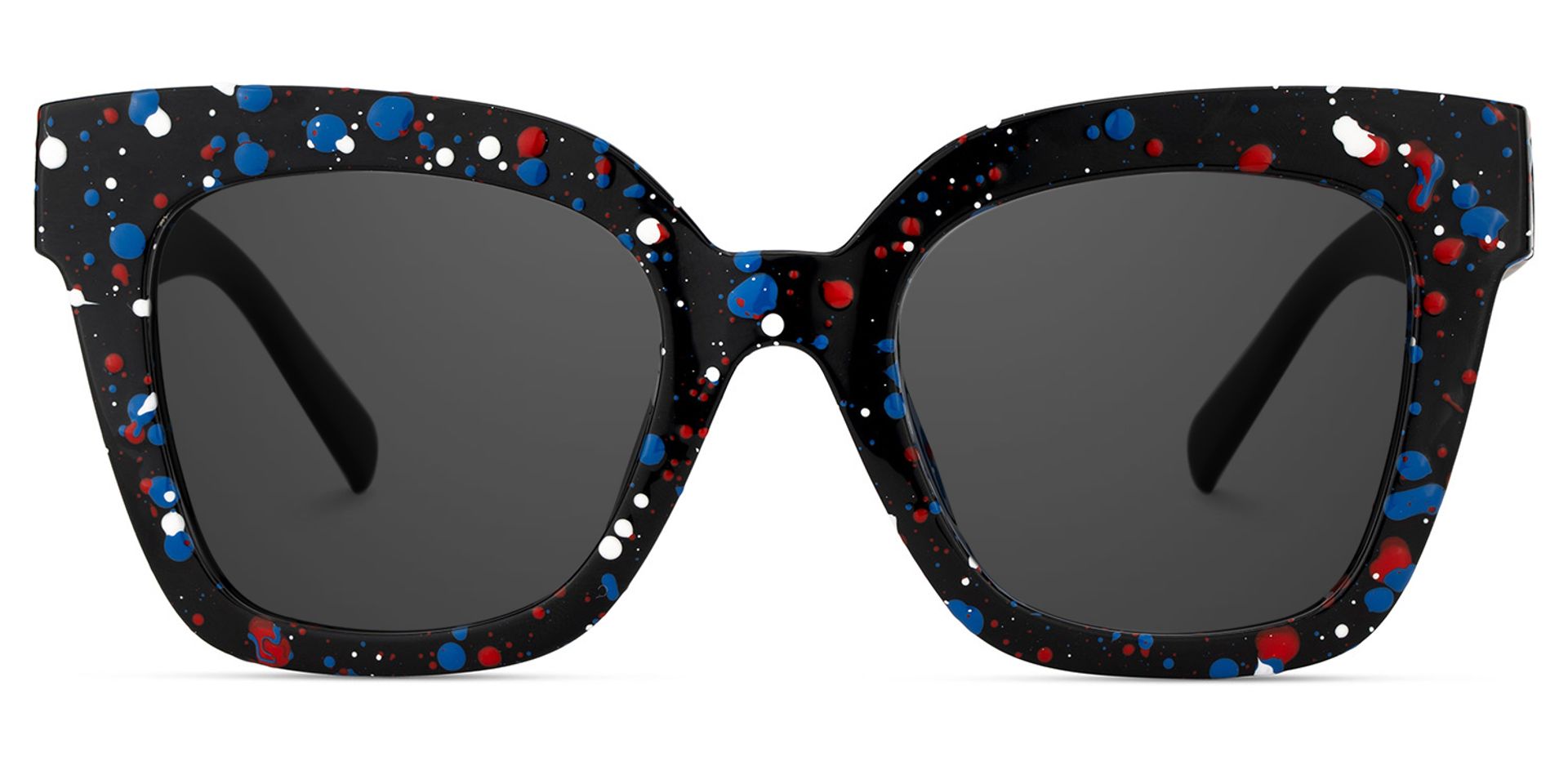 Malcolm Large Square Nerdy Glasses with Colorful Dots on The Frame0