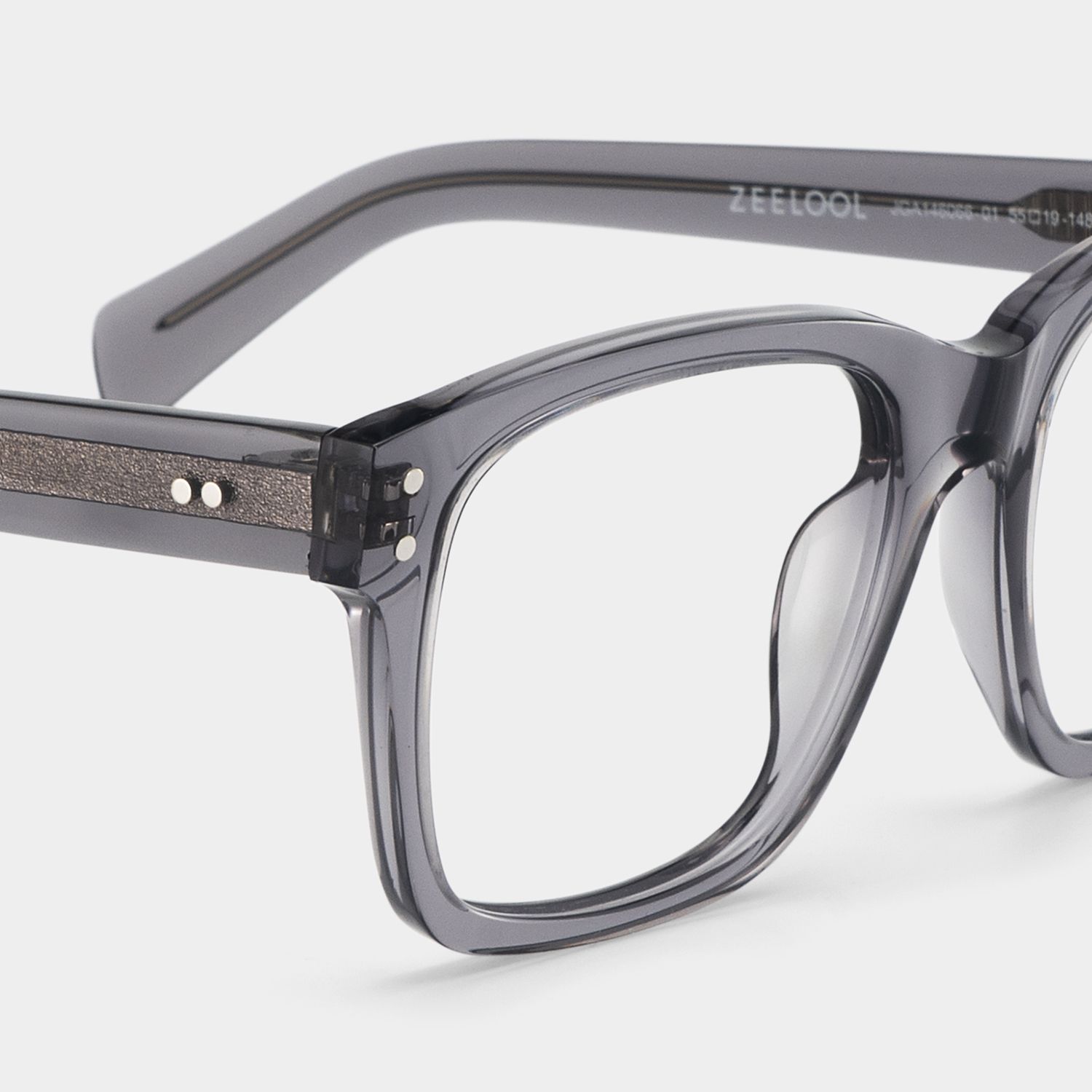 Fussell Square Gray Full-Frame Glasses | ZEELOOL UK4