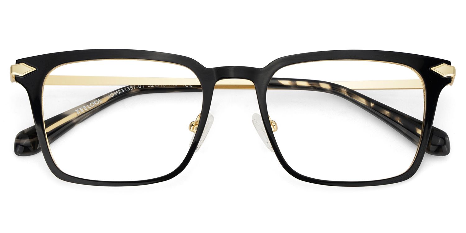 Black Color Chaney Rectangle Prescription Glasses | ZEELOOL UK2