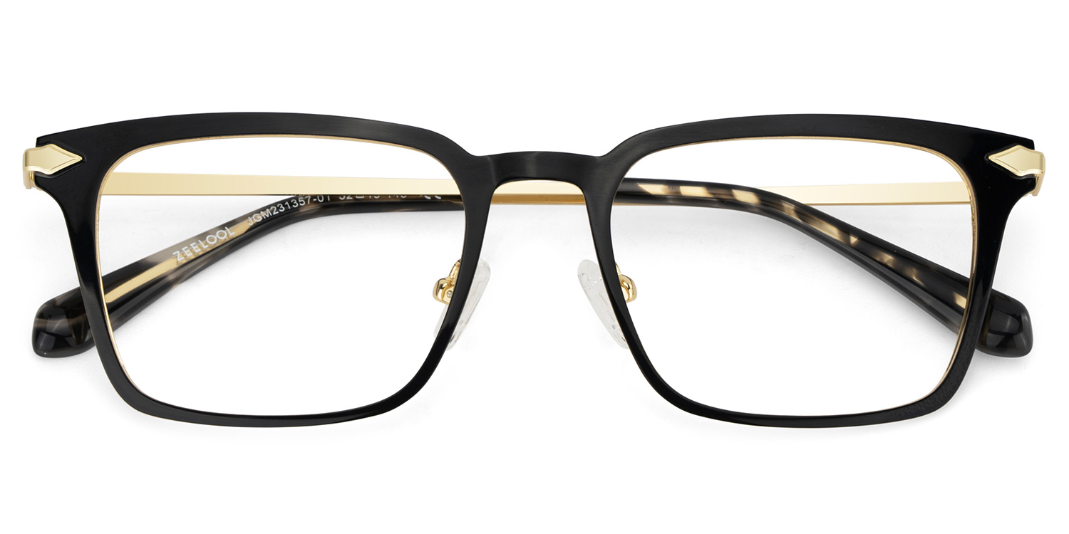 Black Color Chaney Rectangle Prescription Glasses | ZEELOOL UK2