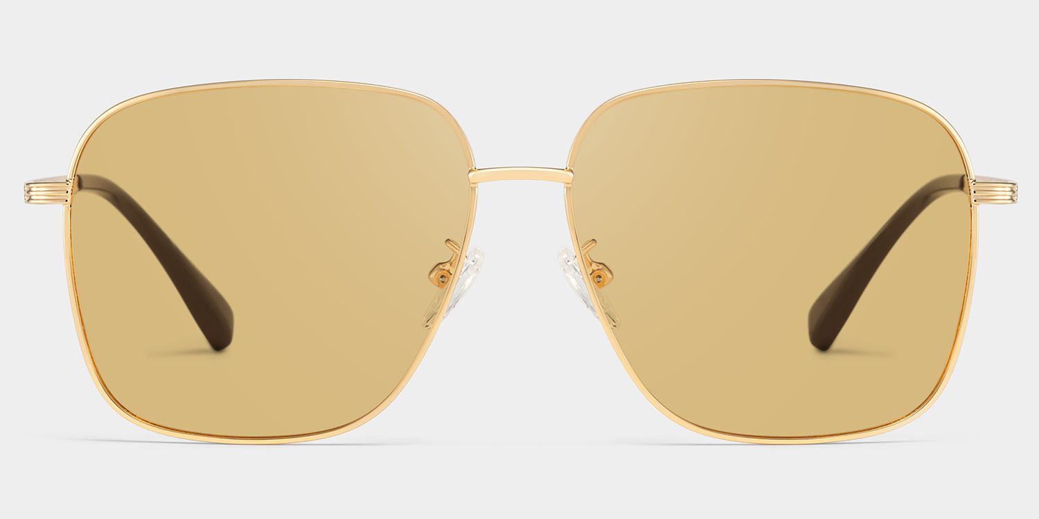 Valentina Square Sunglasses with Metal Gold Frames | ZEELOOL CA1