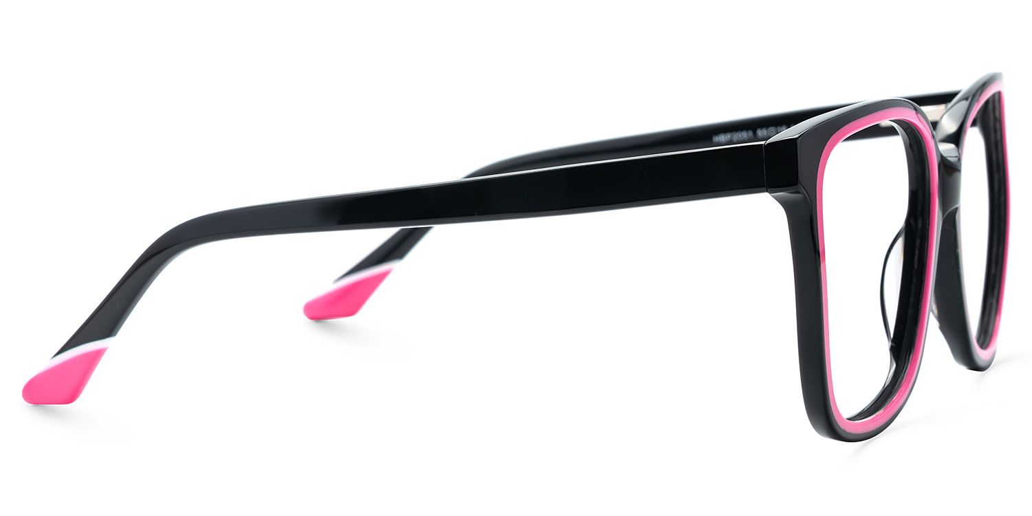 Mechelle Glossy Black Raspberry Glasses Square Frame2