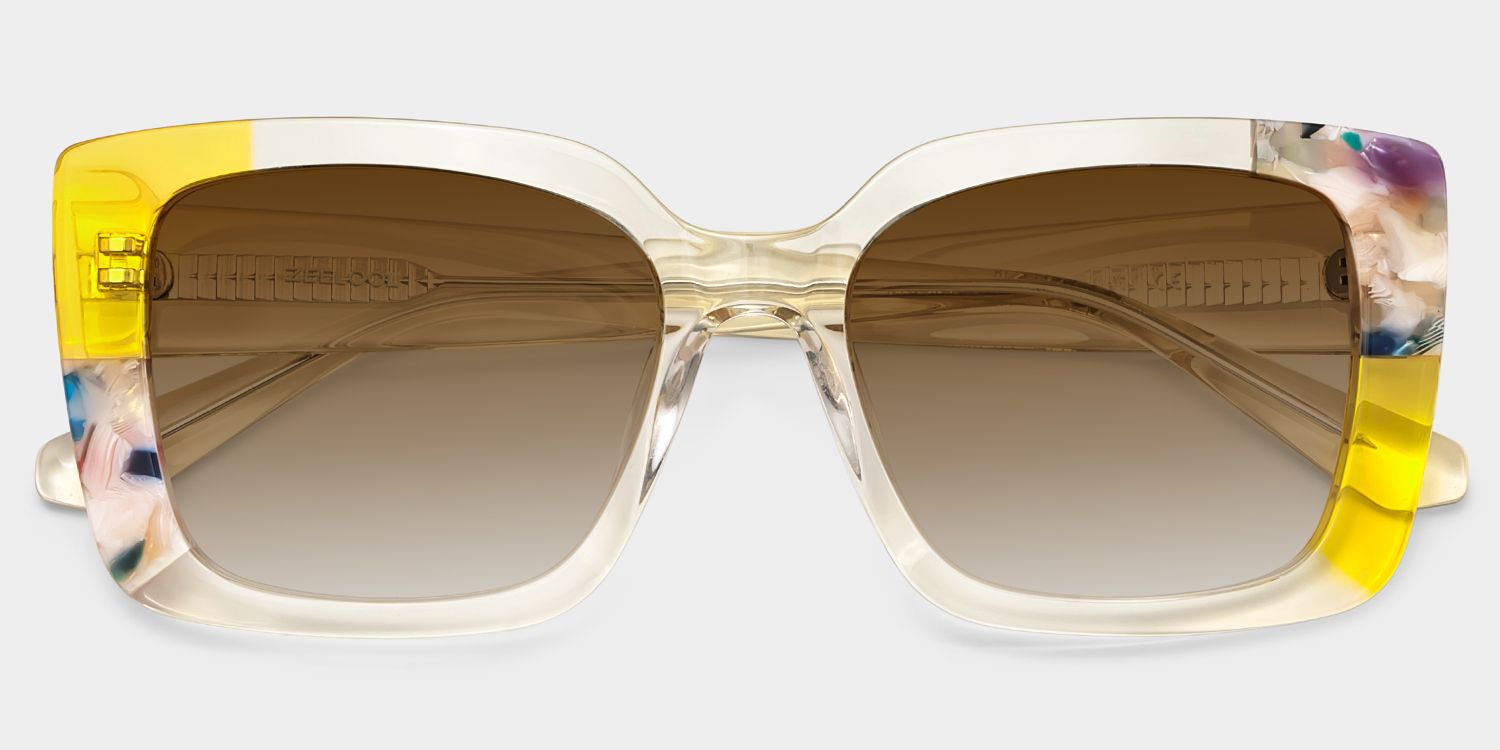 Palma Yellow Frame Sunglasses with Square Style | ZEELOOL UK1
