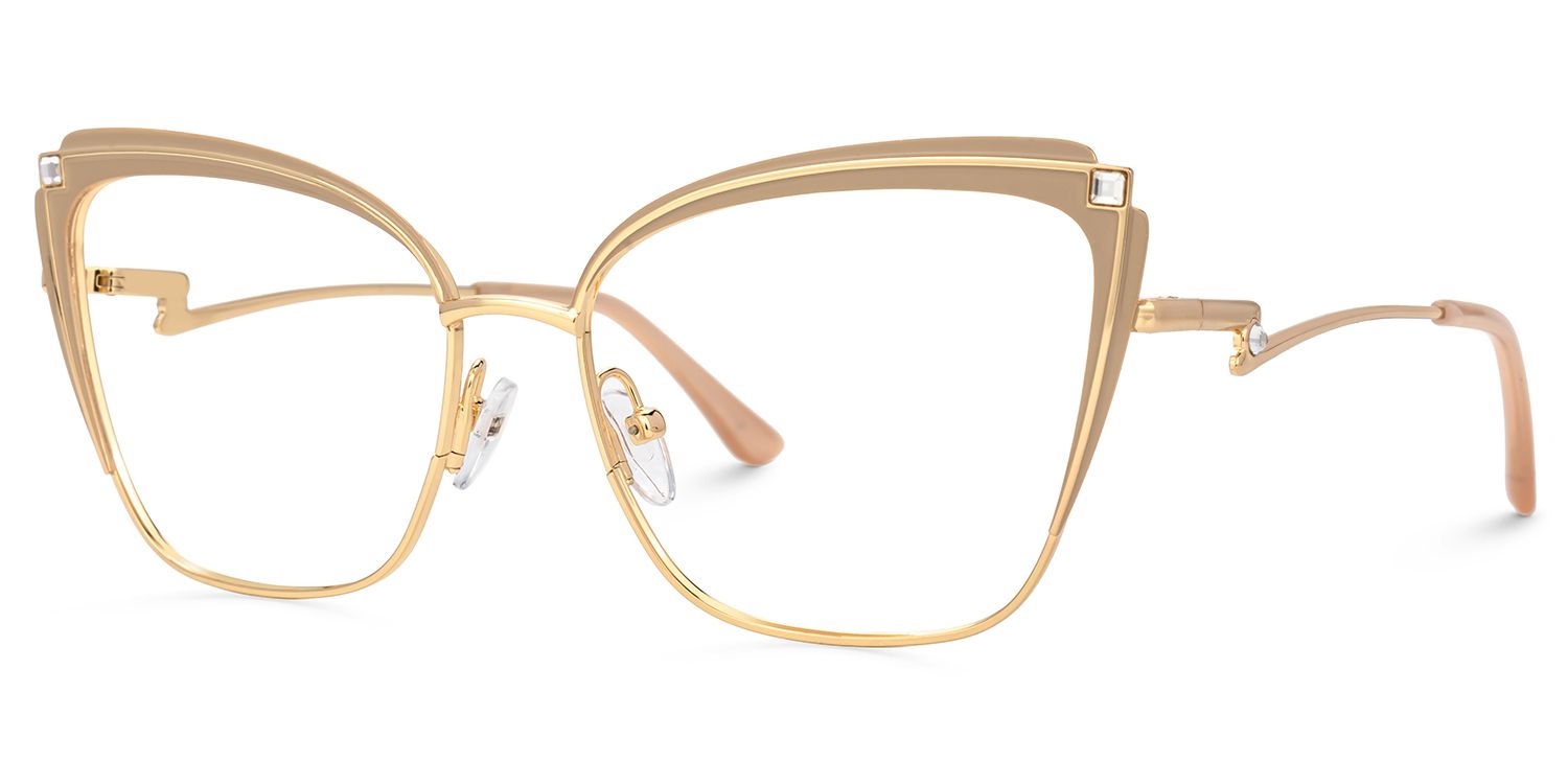 Mariely Cat Eye Brown And Gold Glasses | ZEELOOL UK2