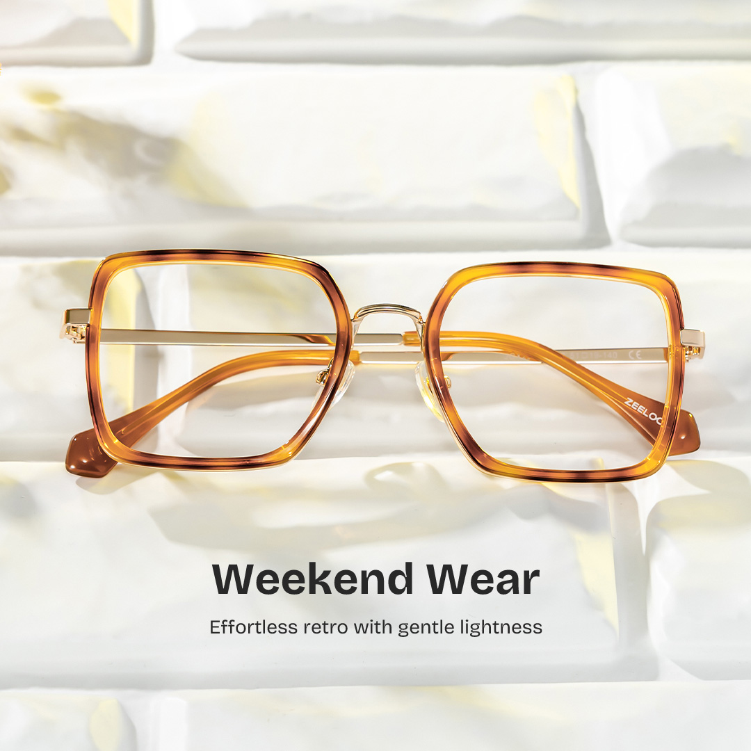 Shane Amber Frame Glasses with Square Frame Online | ZEELOOL0