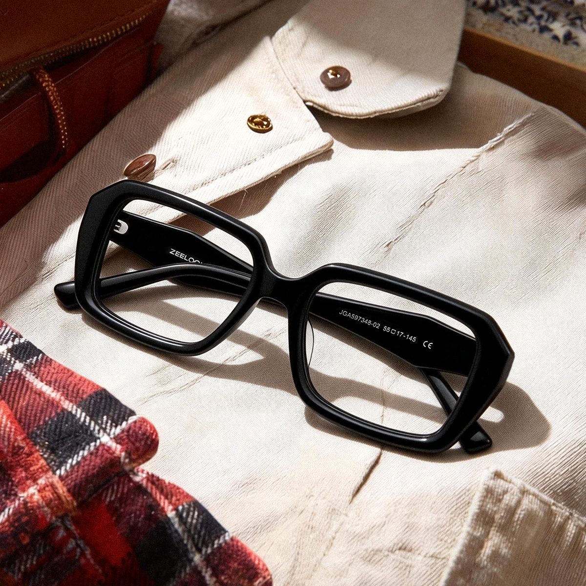 Rowan Black Full Rim Rectangle Eyeglasses for Women | ZEELOOL0