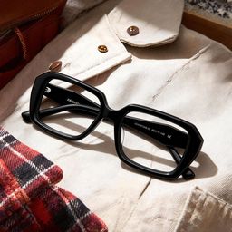 Rowan Black Rectangle Glasses0