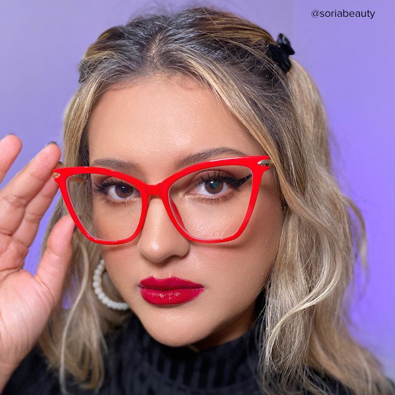 Cat Eye Red Glasses | ZEELOOL UK6