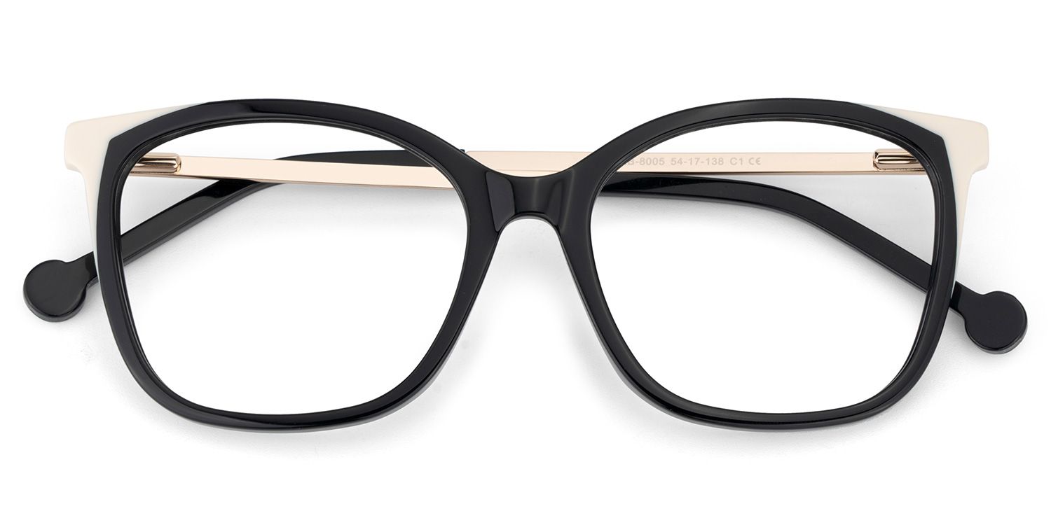 Nico Eyeglasses in Square Black White Frame | ZEELOOL UK2