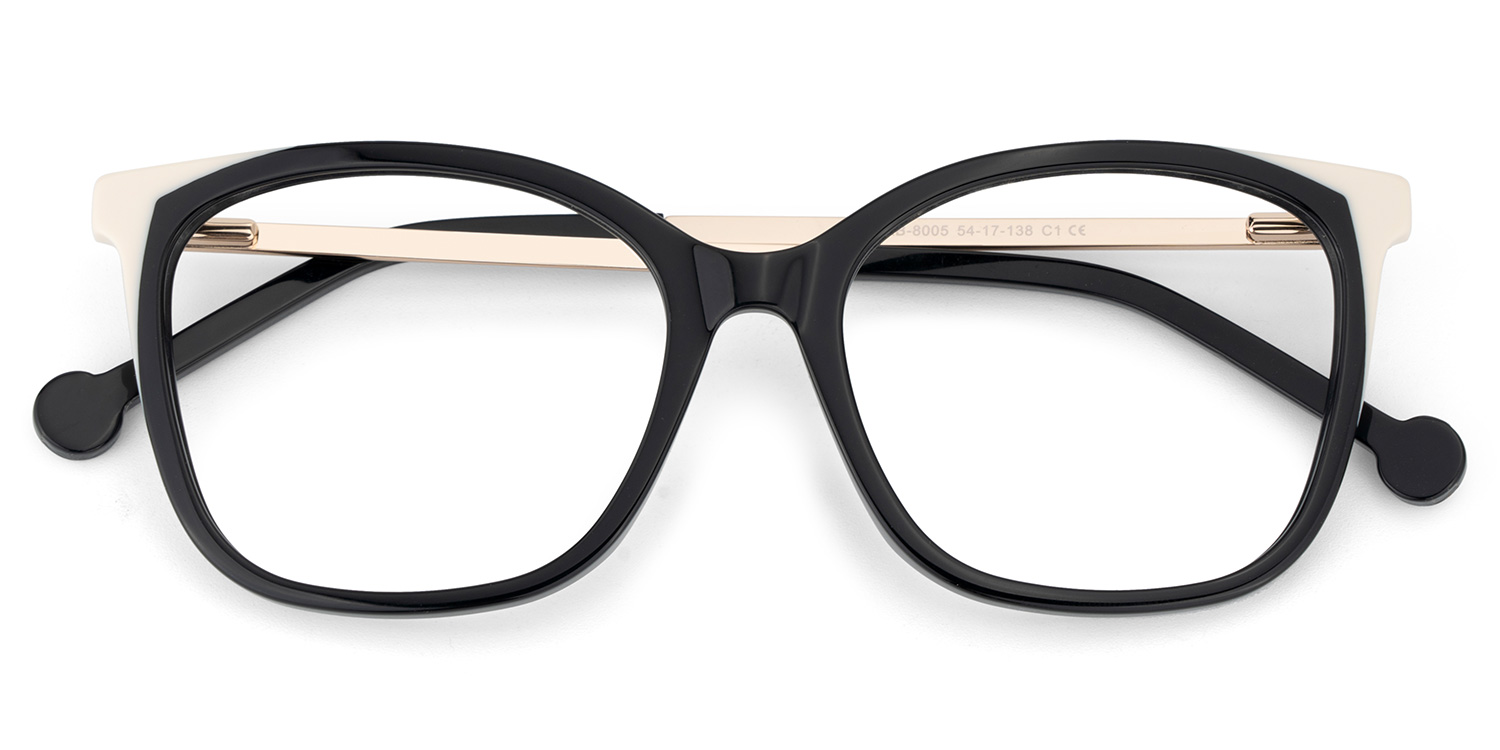 Nico Eyeglasses in Square Black White Frame | ZEELOOL UK2