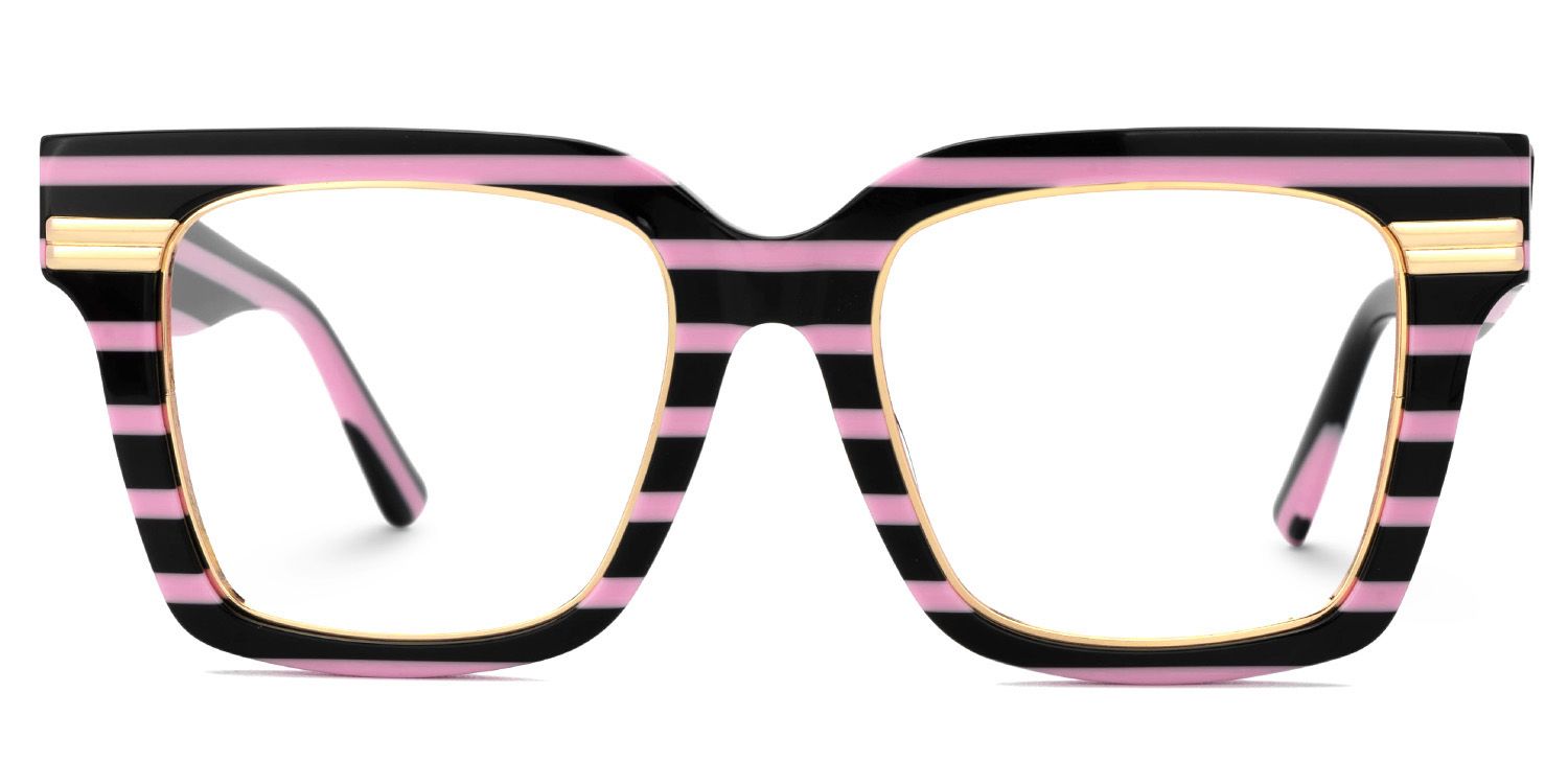 Taylor Square Black Pink Striped Frame Glasses for females | ZEELOOL UK0