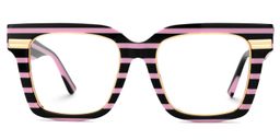 Taylor Black Pink Striped Square Glasses0