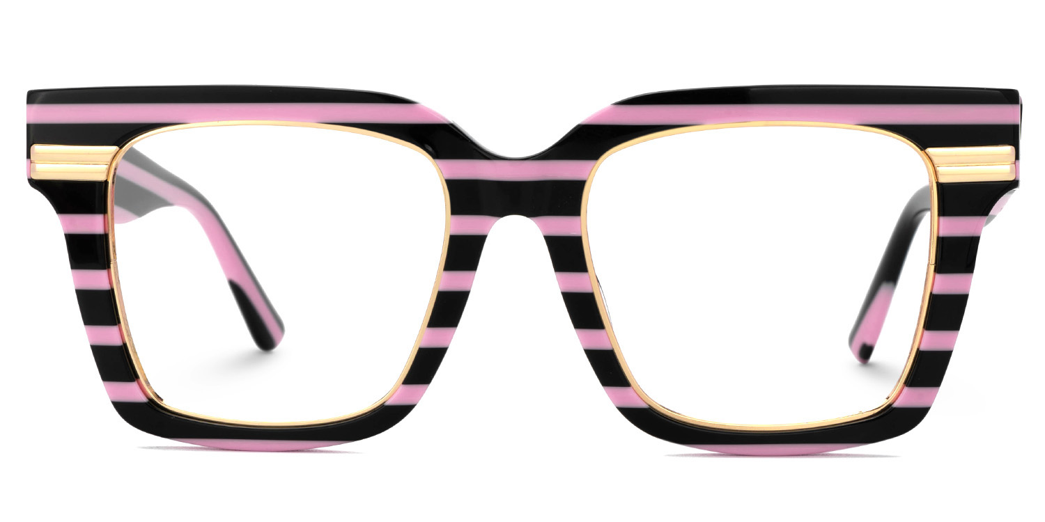 Taylor Square Black Pink Striped Glasses0